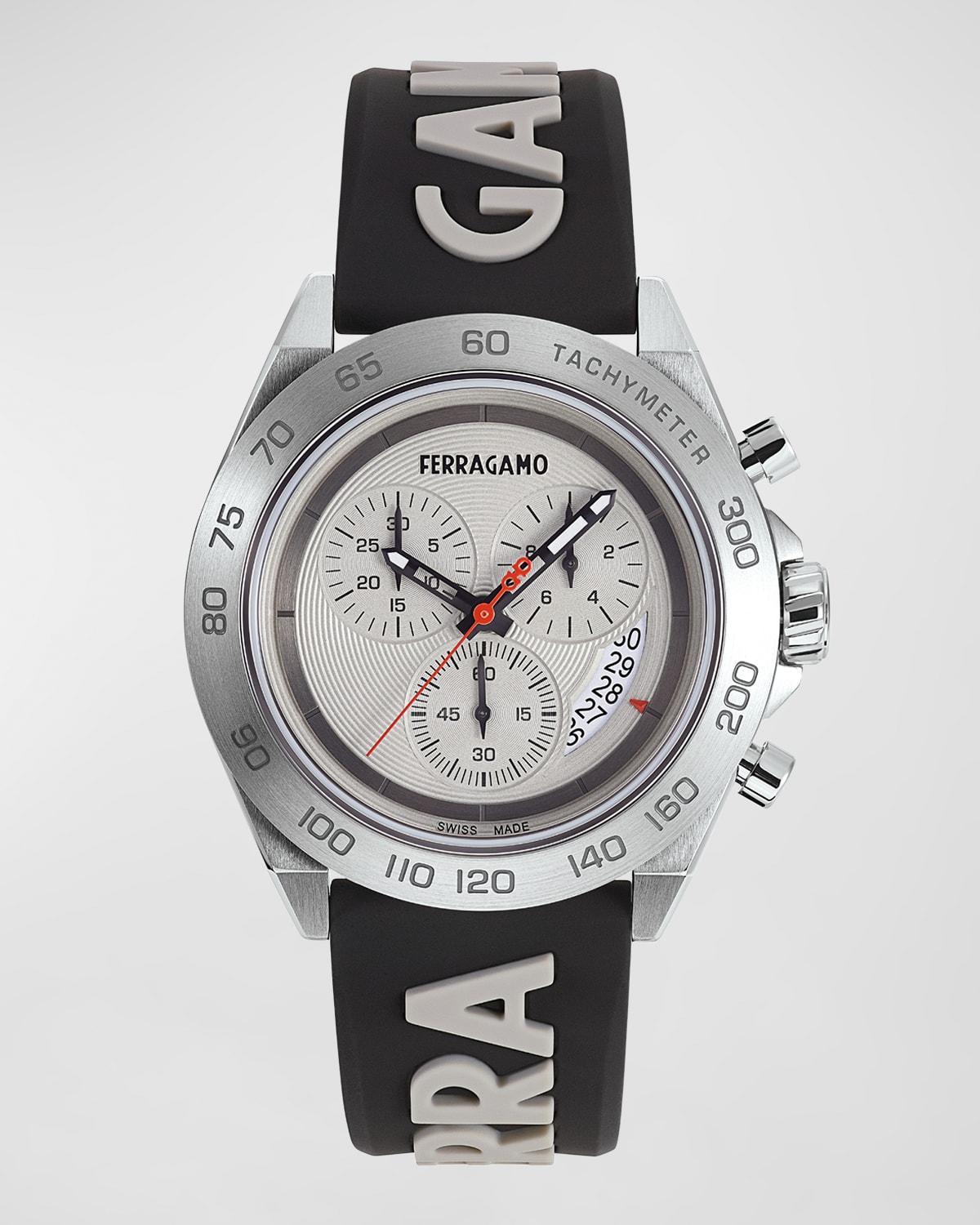 Salvatore Ferragamo Mens Urban Quartz Chronograph Two Tone Black Silicone Strap Watch Product Image