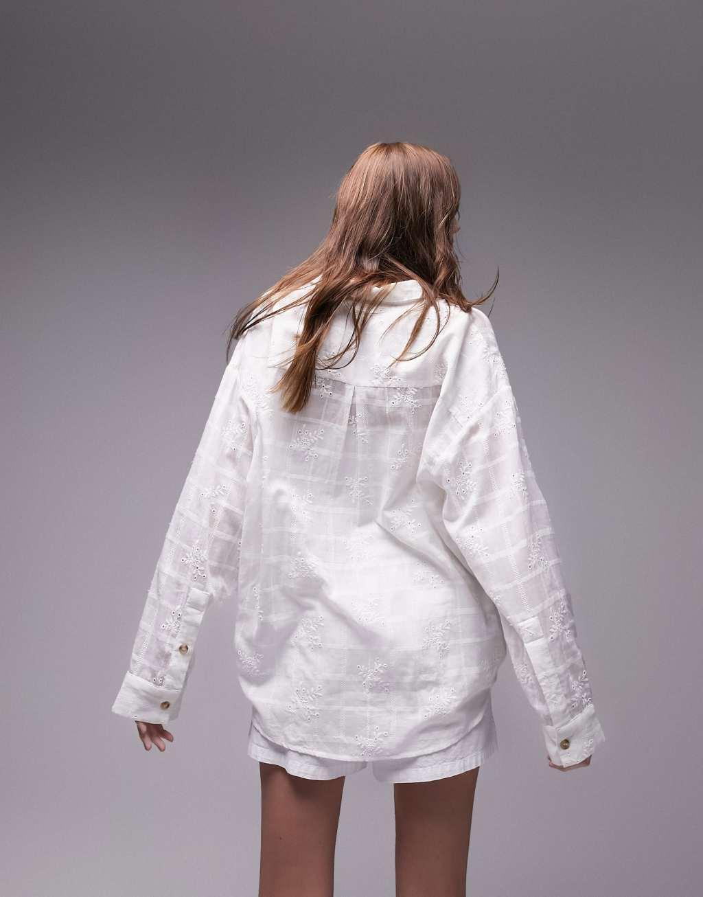 Topshop floral embroidered beach shirt Product Image