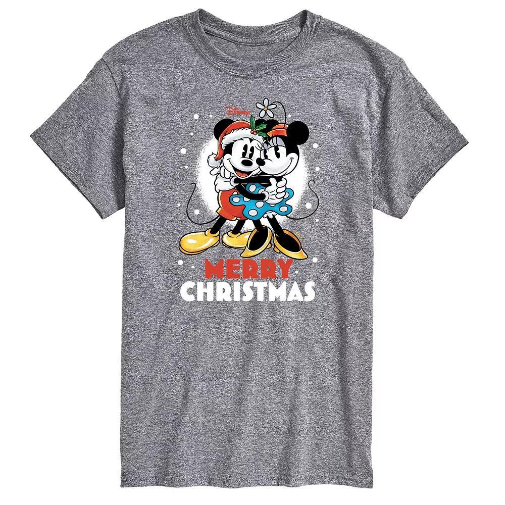 Disney's Mickey & Minnie Mouse Men's Merry Christmas Graphic Tee, Size: Large, Gray Product Image