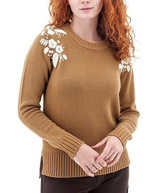 Aventura Lindley Embroidered Ribbed Neck Long Sleeve Sweater Product Image