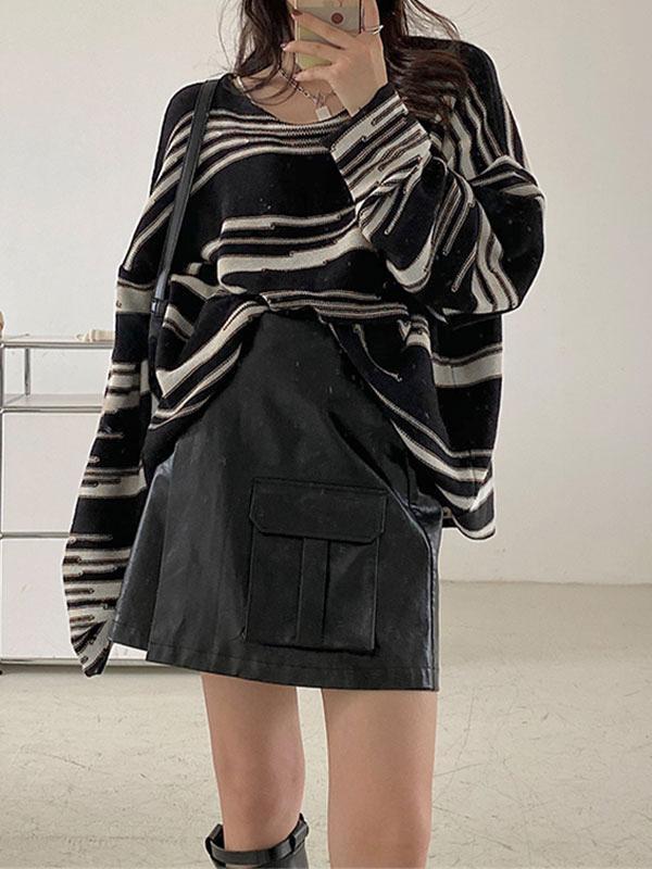 Oversized Stripe Jumper Knit Sweater Product Image