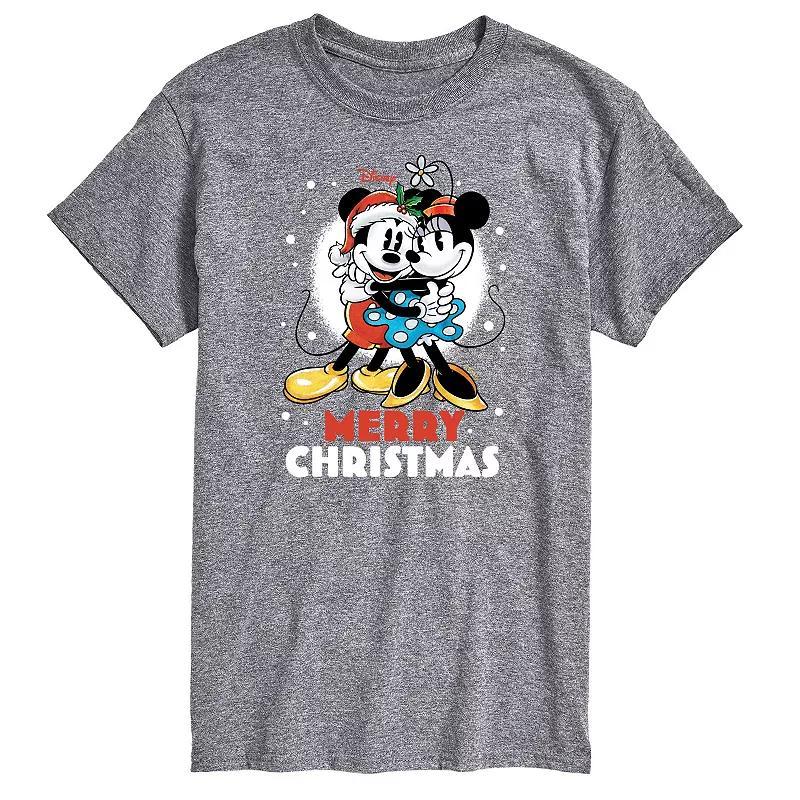 Disney's Mickey & Minnie Mouse Men's Merry Christmas Graphic Tee, Size: Large, Gray Product Image