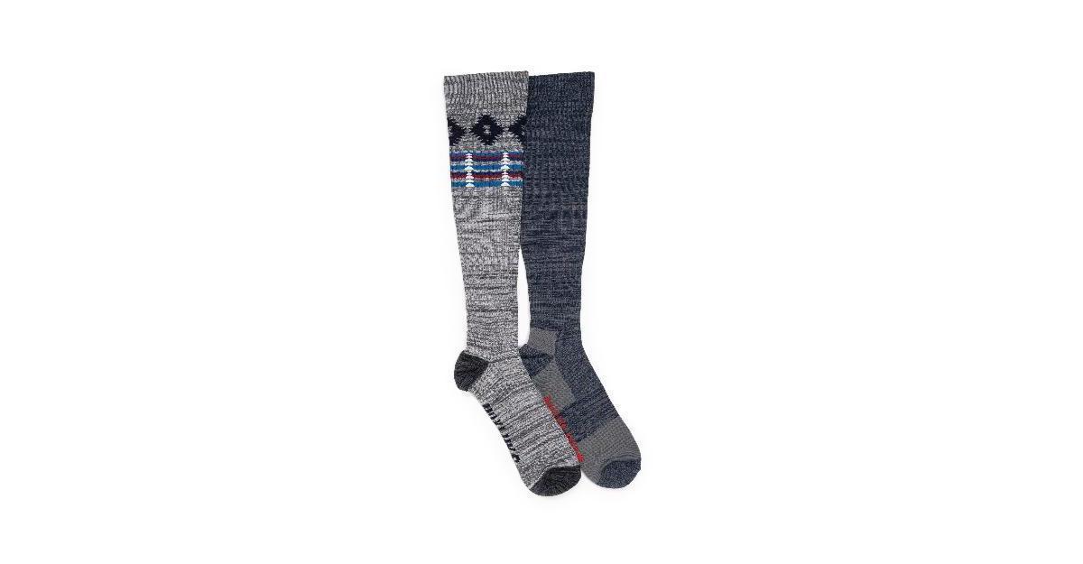 Men's MUK LUKS 2-Pack Tall Compression Socks, Medium Gray Blue Silver Product Image