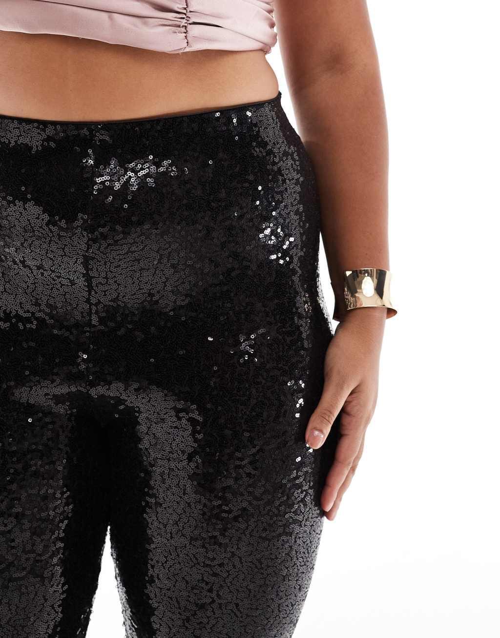 Yours sequin leggings in black Product Image