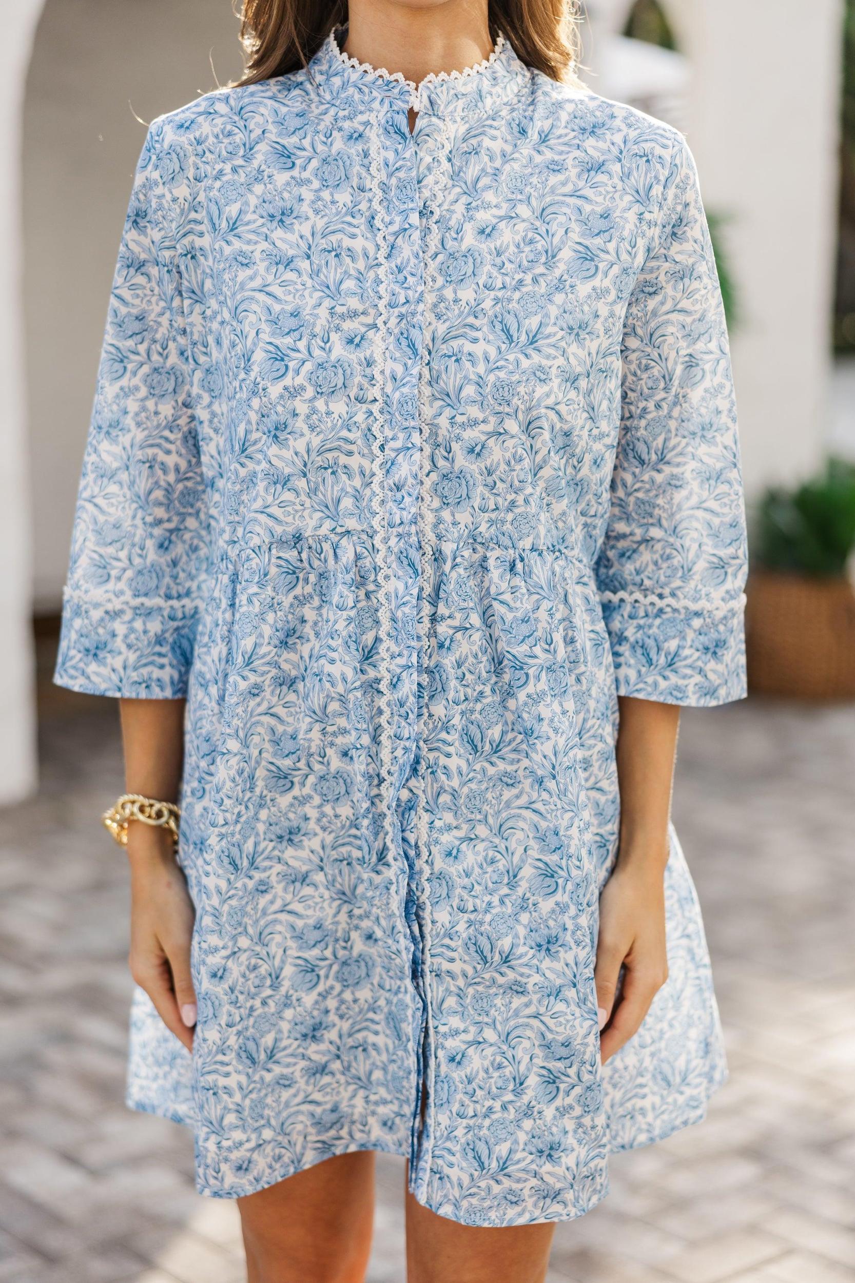 Always The One Navy Blue Floral Toile Shift Dress Female Product Image