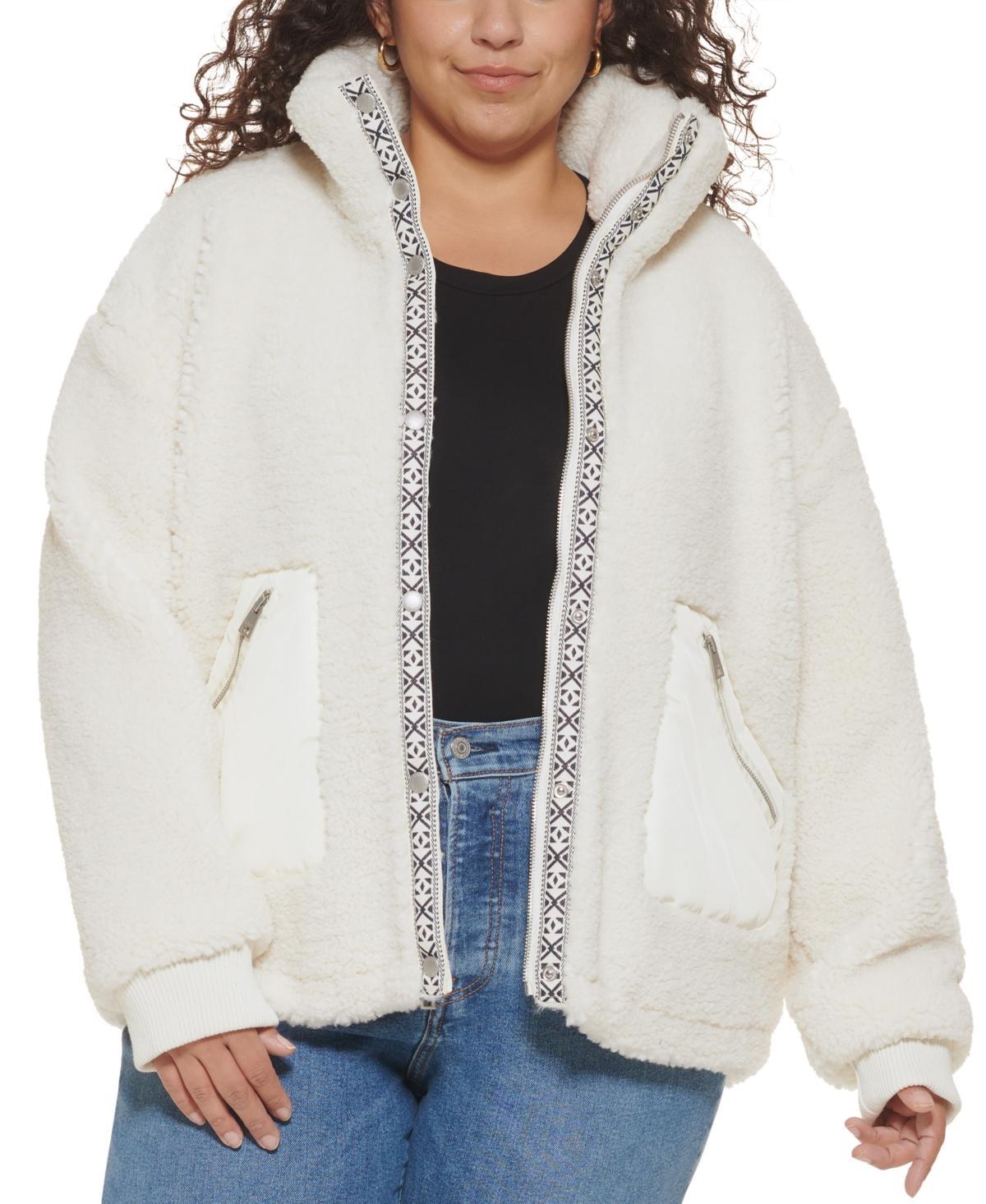 Plus Size Levi's® Cozy Teddy Sherpa Jacket, Women's, Size: 3XL, Black Leopard Product Image