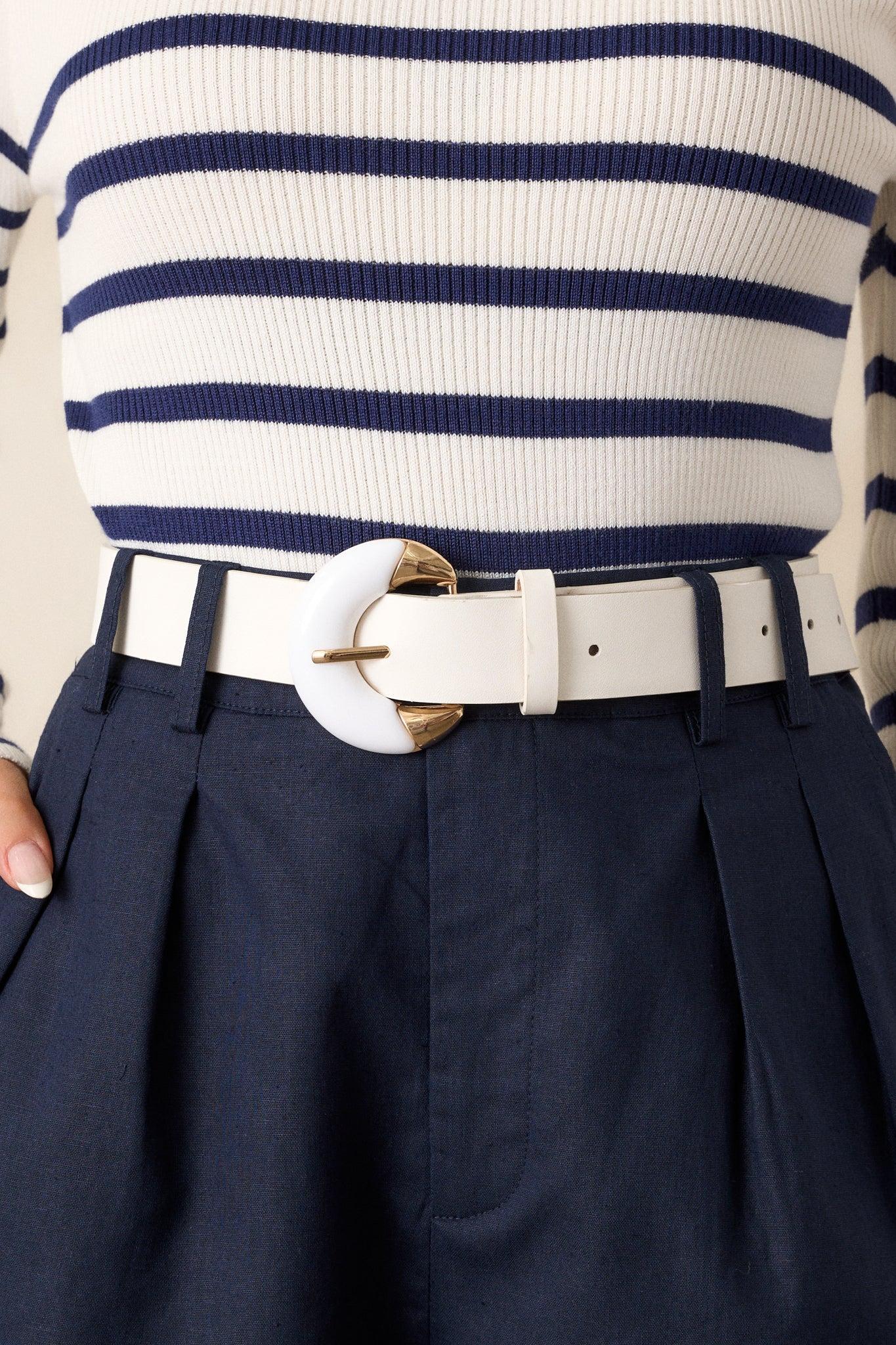 All The Days White Faux Leather Belt Product Image