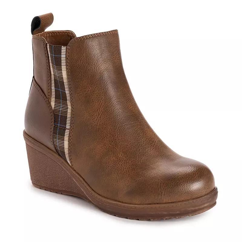 MUK LUKS England Women's Wedge Ankle Boots, Size: 8, Brown Product Image