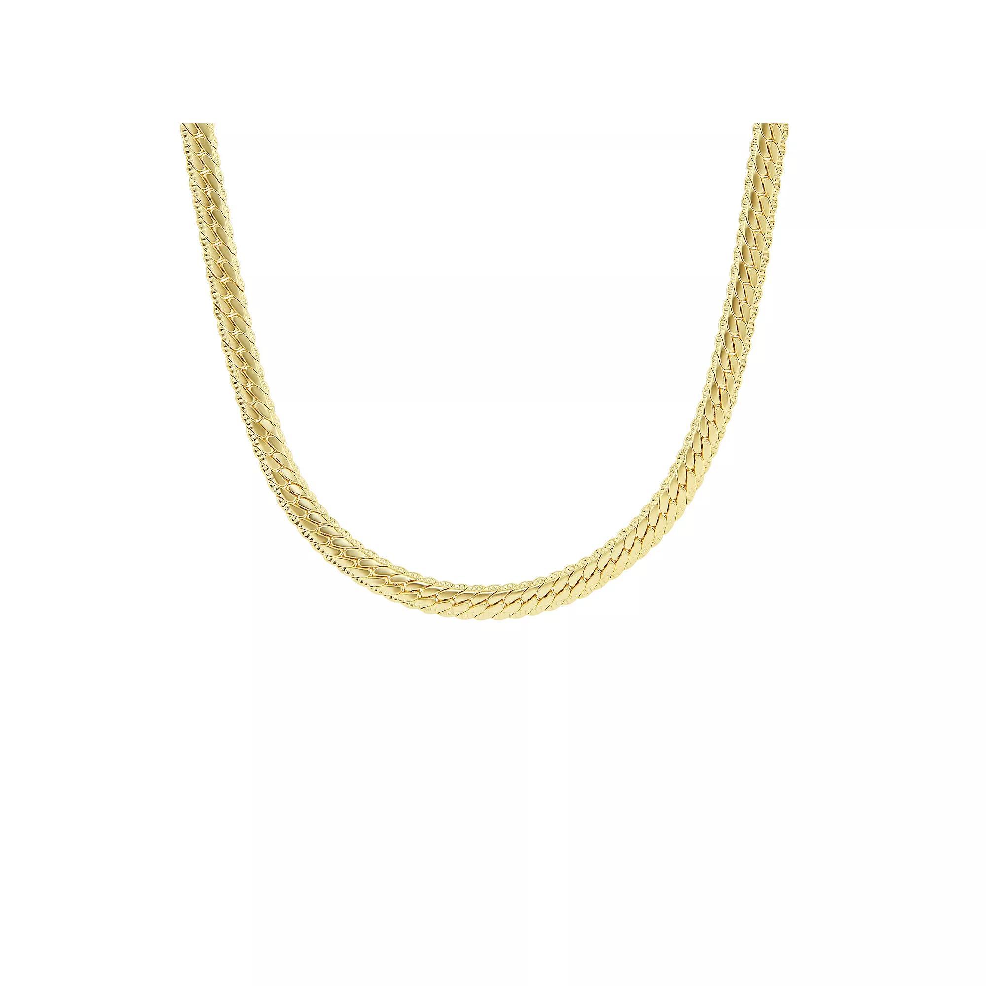 PRIMROSE Textured Flat Miami Cuban Frame Chain Necklace, Women's, Size: 16-18" ADJ, Gold Tone Product Image