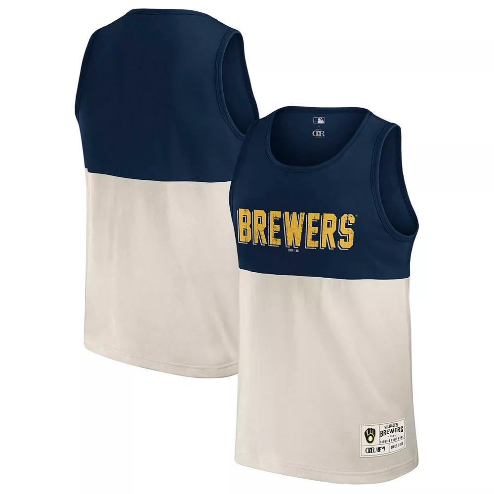 Men's Darius Rucker Collection by Fanatics Navy Milwaukee Brewers Colorblock Tank Top, Size: 2XL, Blue Product Image
