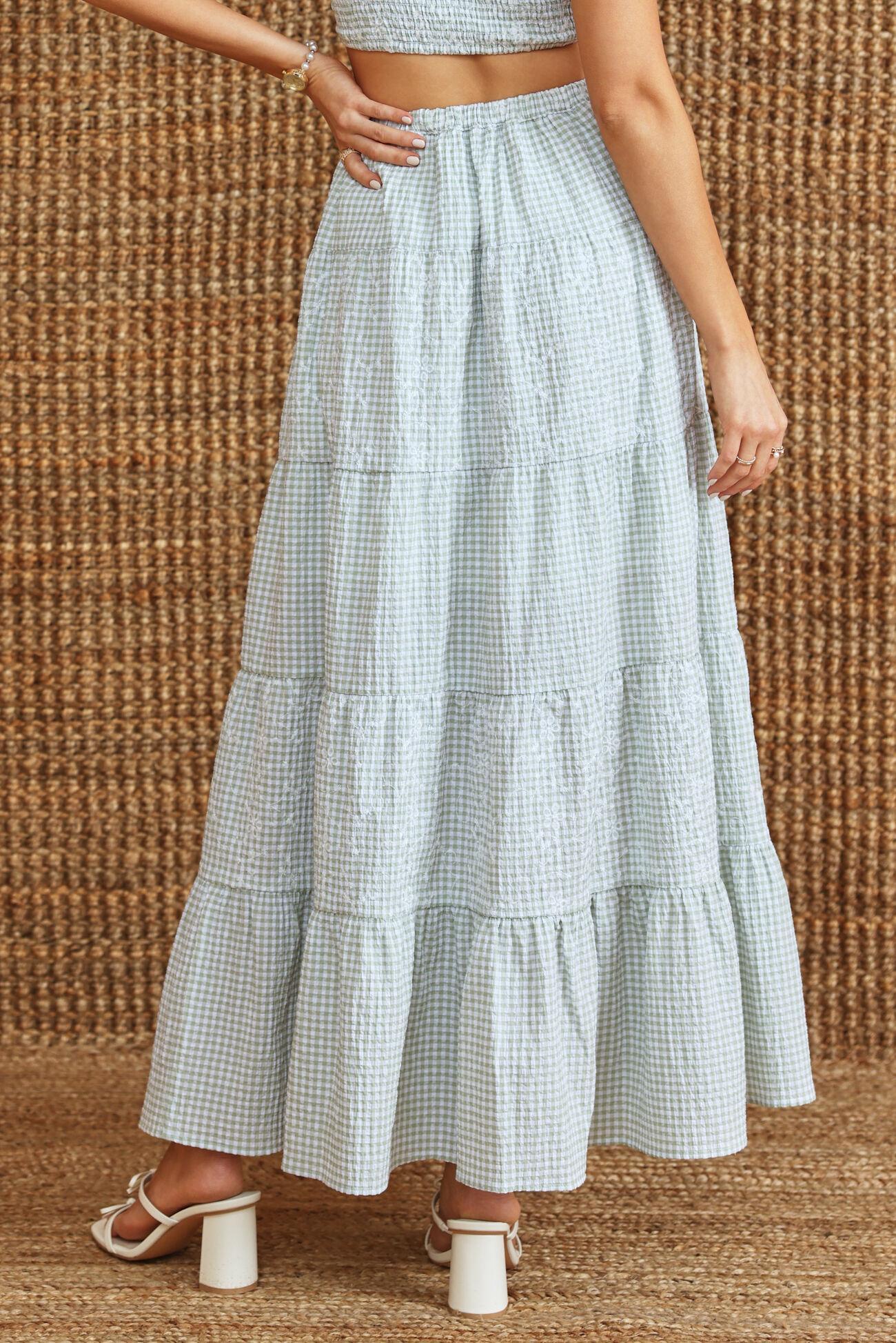Fleur Gingham Maxi Skirt Product Image