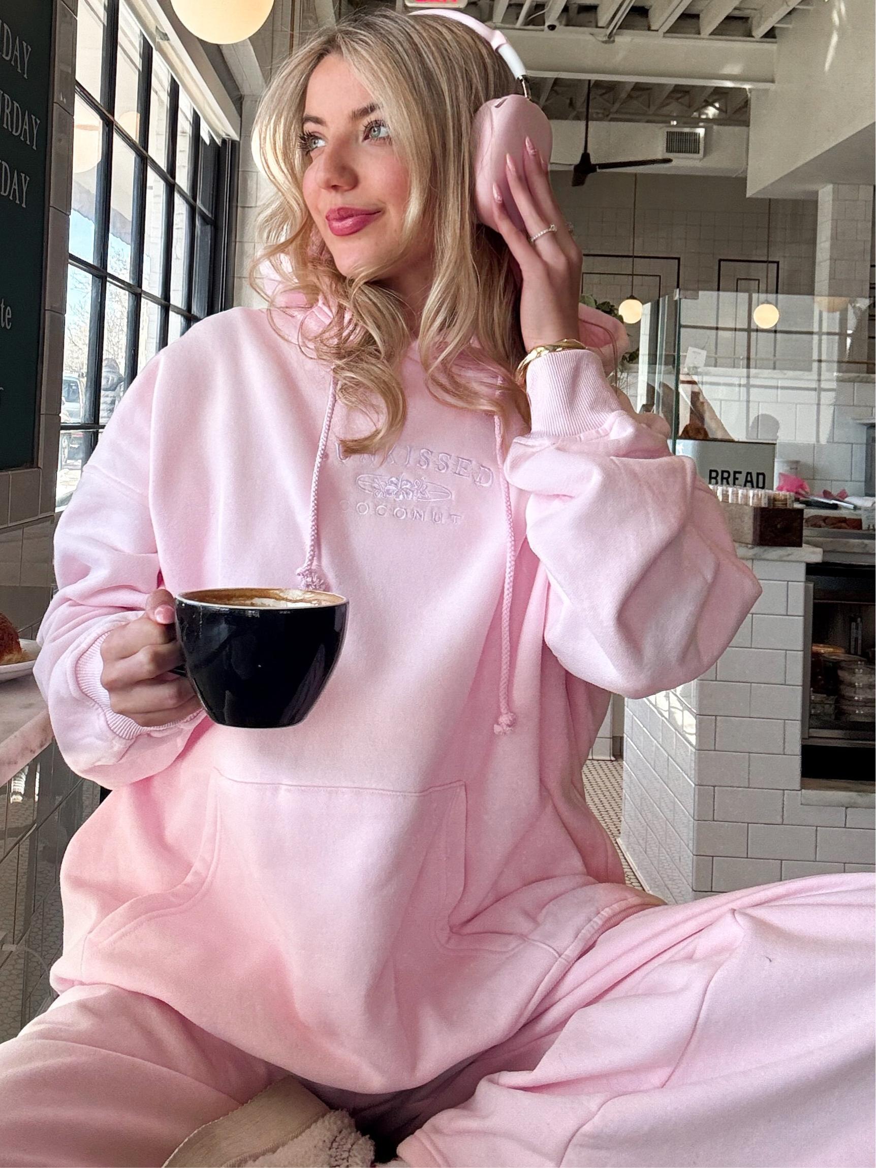 Light Pink Sunkissedcoconut Logo Embroider Hoodie Girls Product Image
