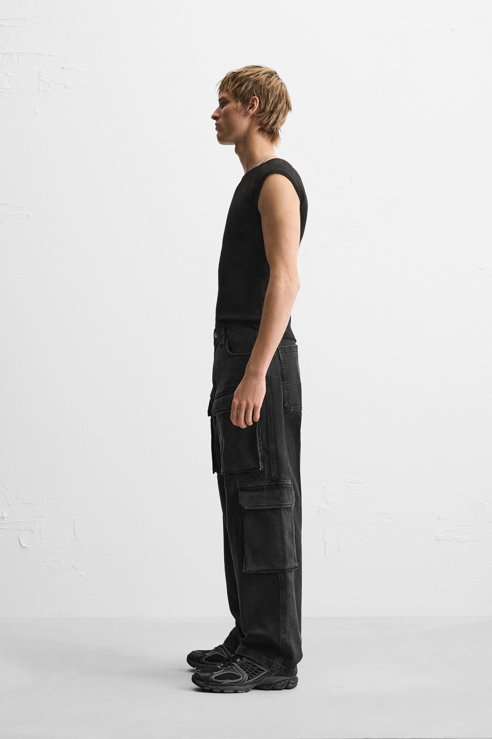 POCKET DENIM CARGO PANTS Product Image