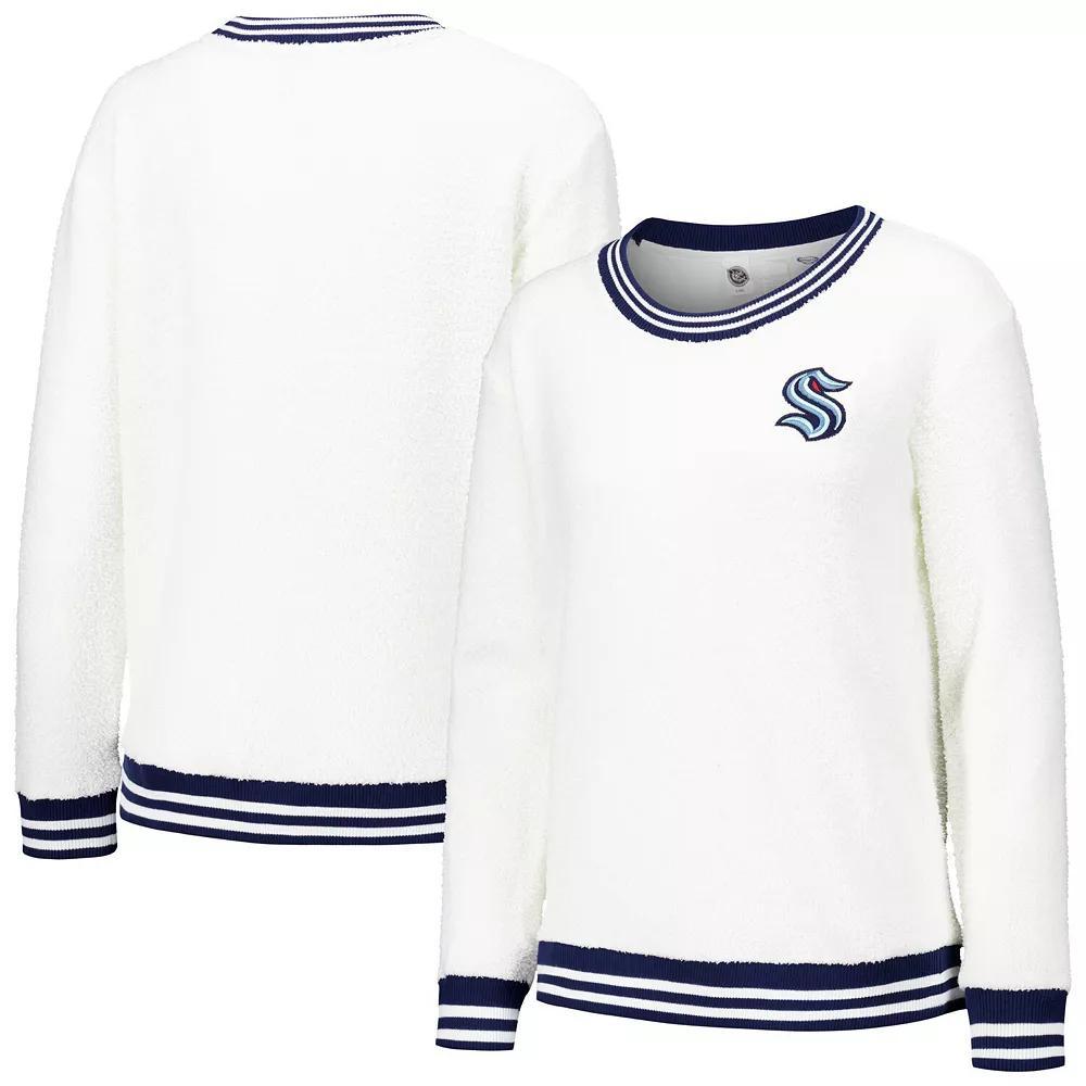Women's Concepts Sport Cream/Navy Seattle Kraken Granite Sherpa Pullover Sweatshirt, Size: Small, Krk Beige Product Image