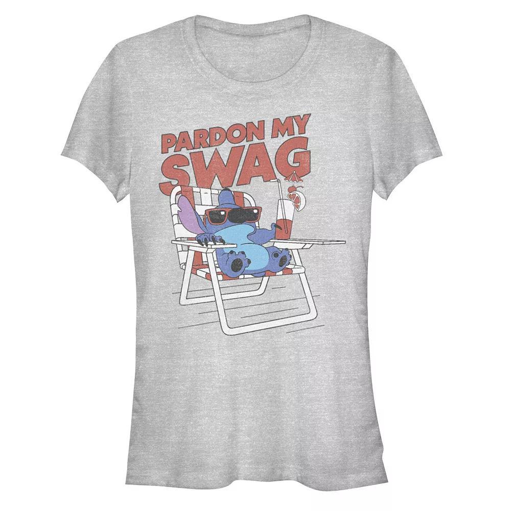 Disney's Lilo & Stitch Women's Pardon My Swag Stitch Tee, Girl's, Size: Medium, Athletic Grey Product Image