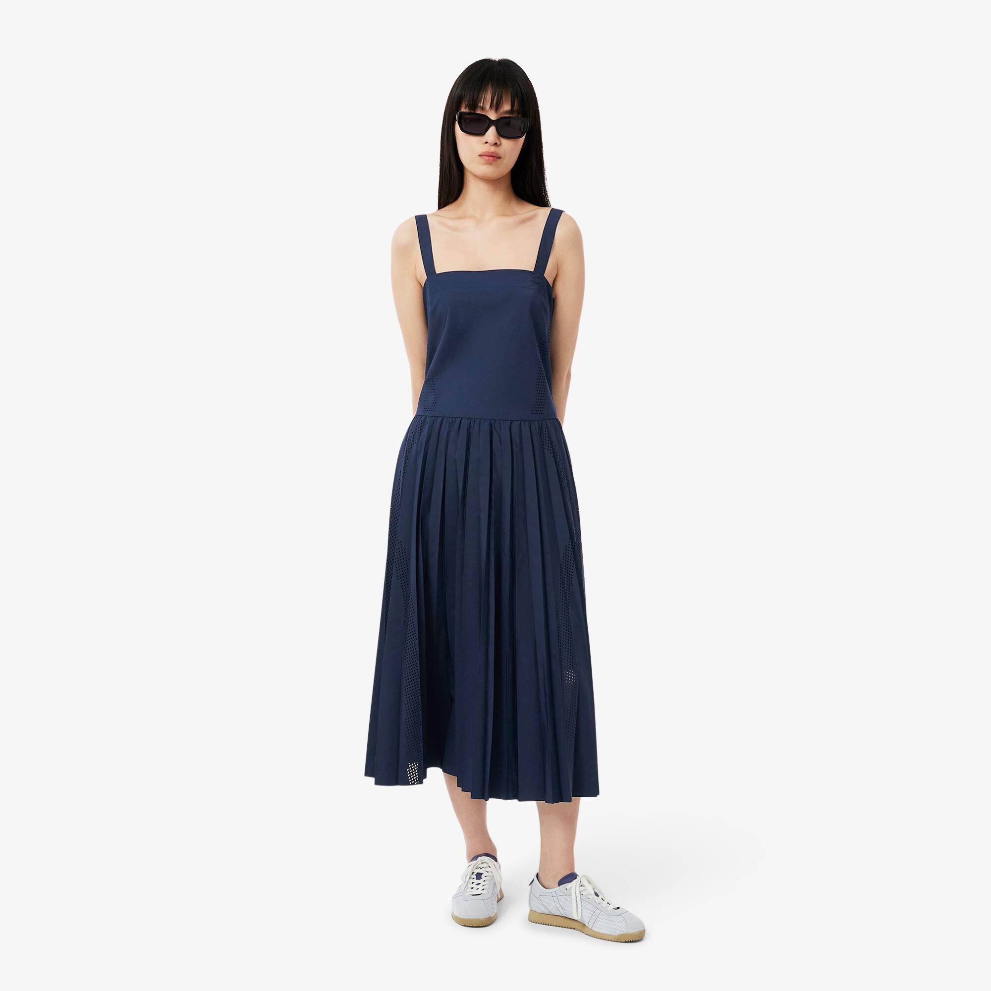 Long Pleated Strap Dress Product Image