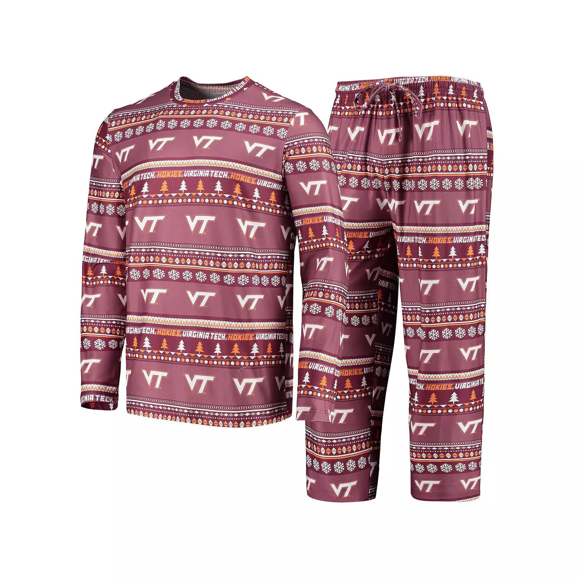 Men's Concepts Sport Maroon Virginia Tech Hokies Ugly Sweater Long Sleeve T-Shirt and Pants Sleep Set, Size: Medium, Red Product Image