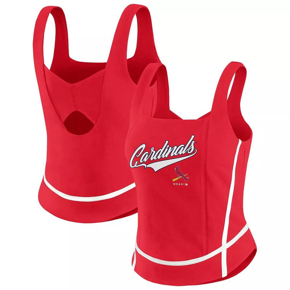 Women's WEAR by Erin Andrews  Red St. Louis Cardinals Square Neck Tank Top, Size: Large Product Image