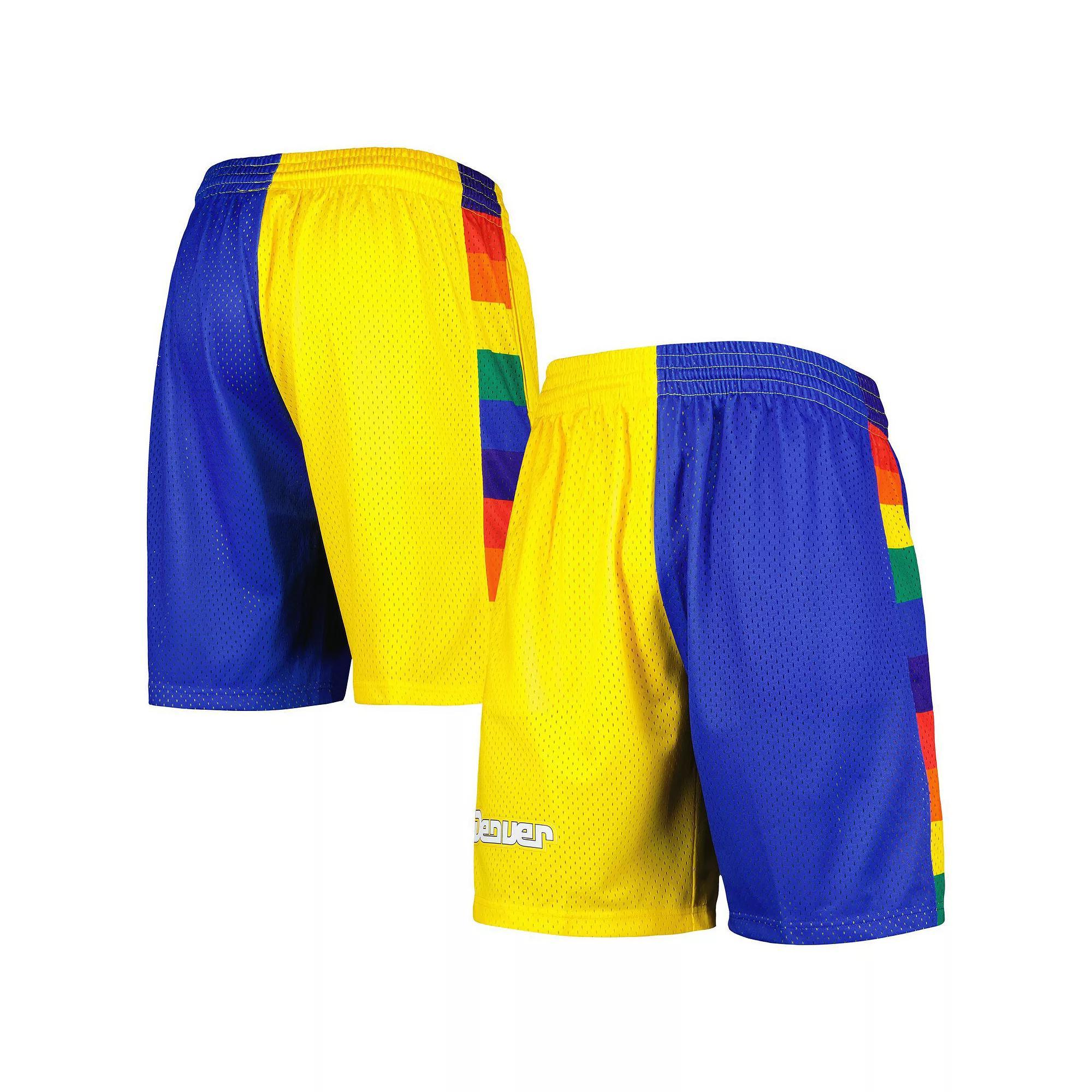 Men's Mitchell & Ness Royal/Gold Denver Nuggets Hardwood Classics 1991 Split Swingman Shorts, Size: Medium, Nug Blue Product Image