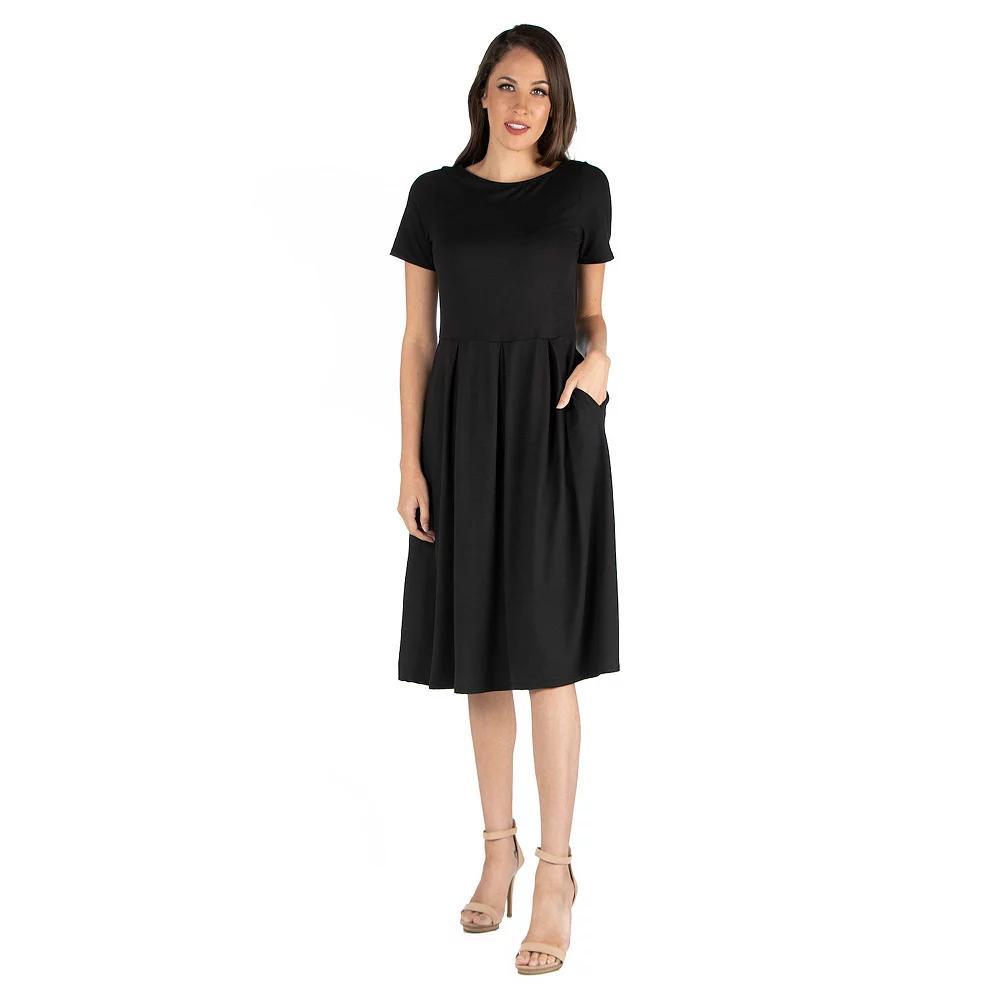 Women's 24seven Comfort Apparel Short Sleeve Midi Dress with Pockets, Size: XXL, Brown Product Image