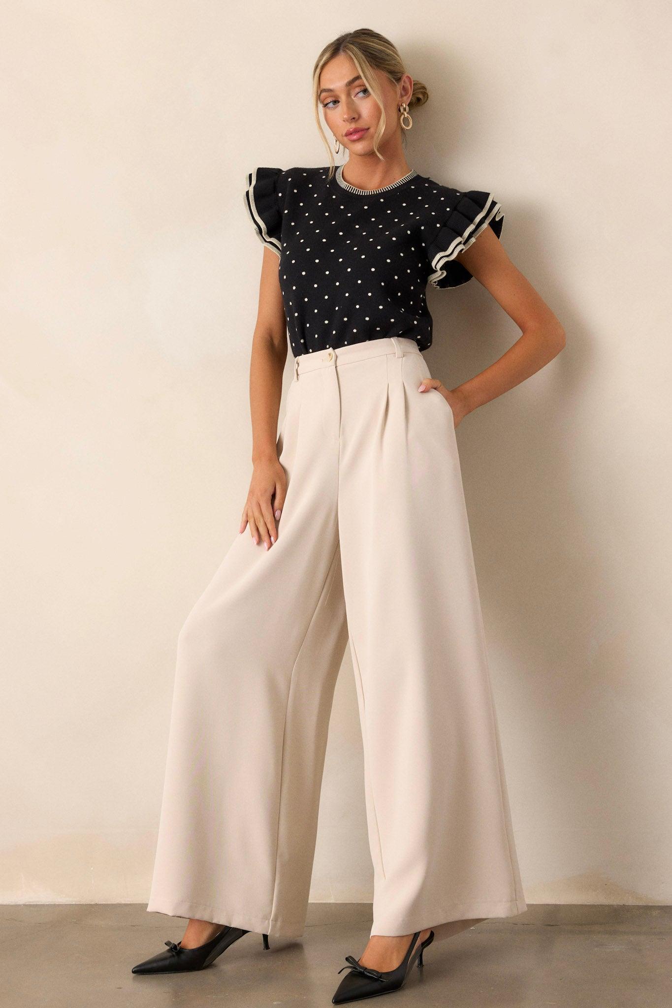 Willow Tree Light Beige Wide Leg Pants Product Image