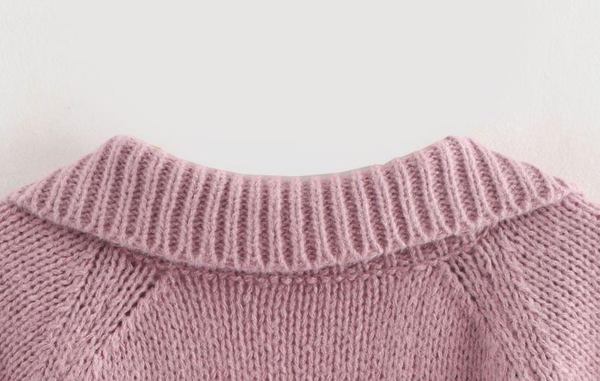 Short Sleeve Collared Plain Cardigan Product Image