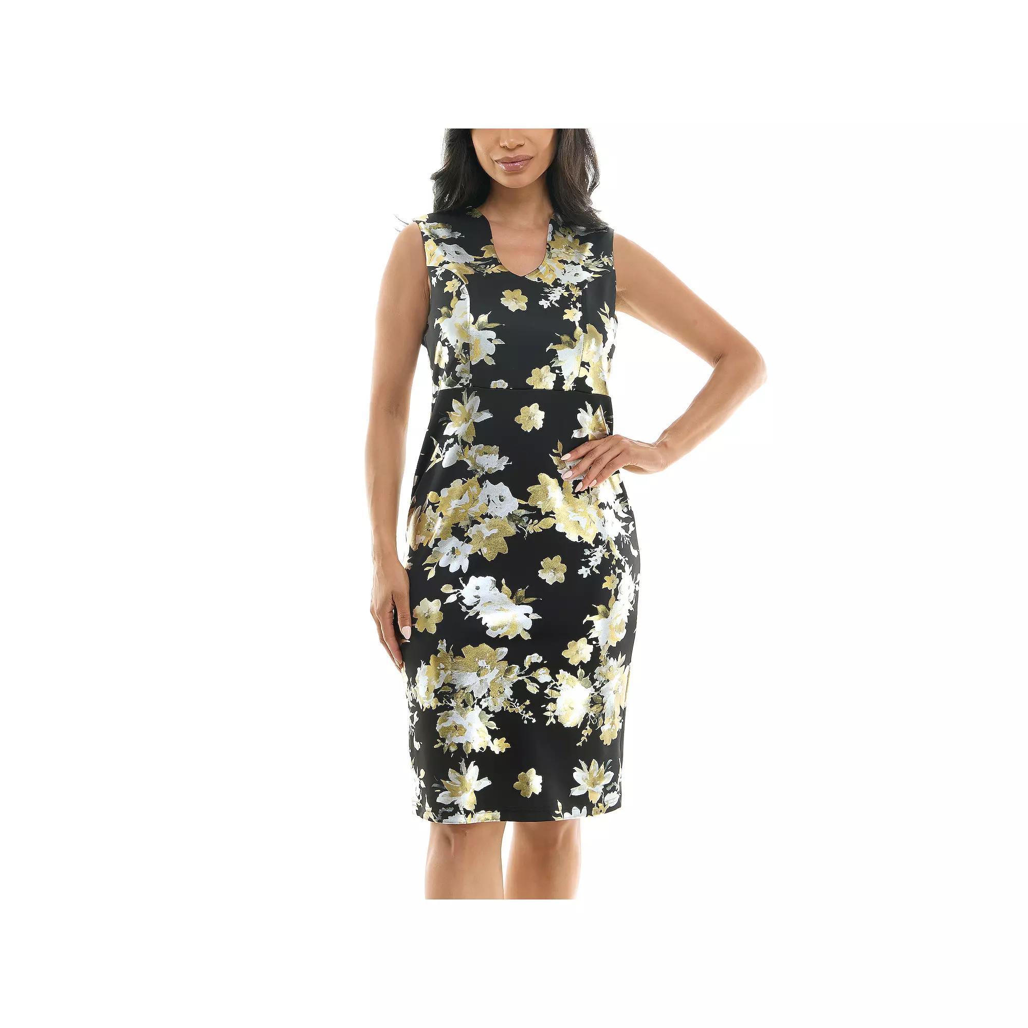 Womens Nina Leonard U-Neck Midi Dress Product Image
