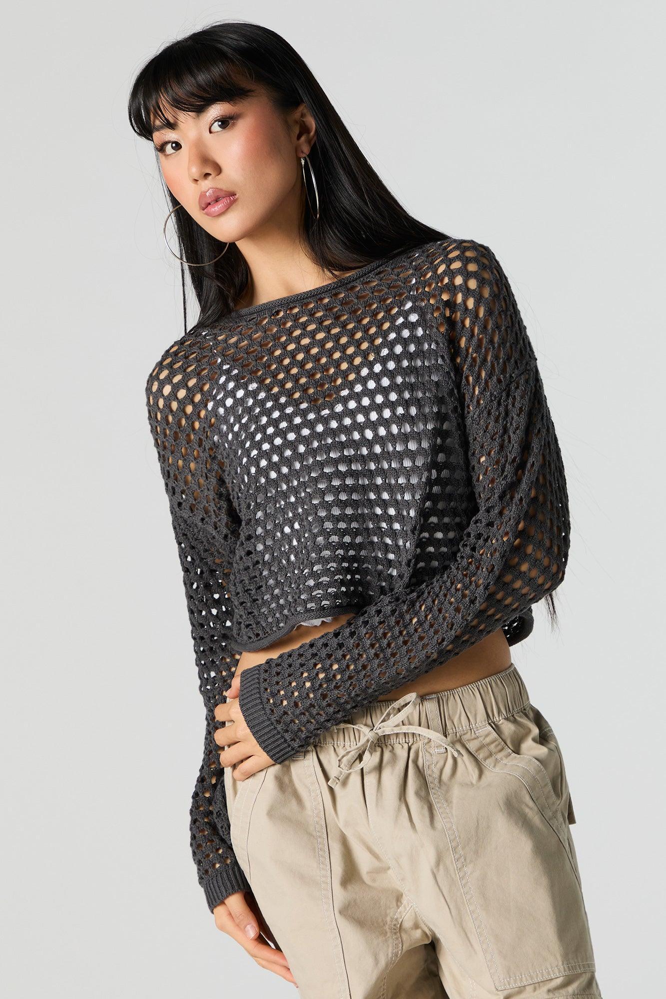 Wide Open Knit Cropped Sweater Female Product Image