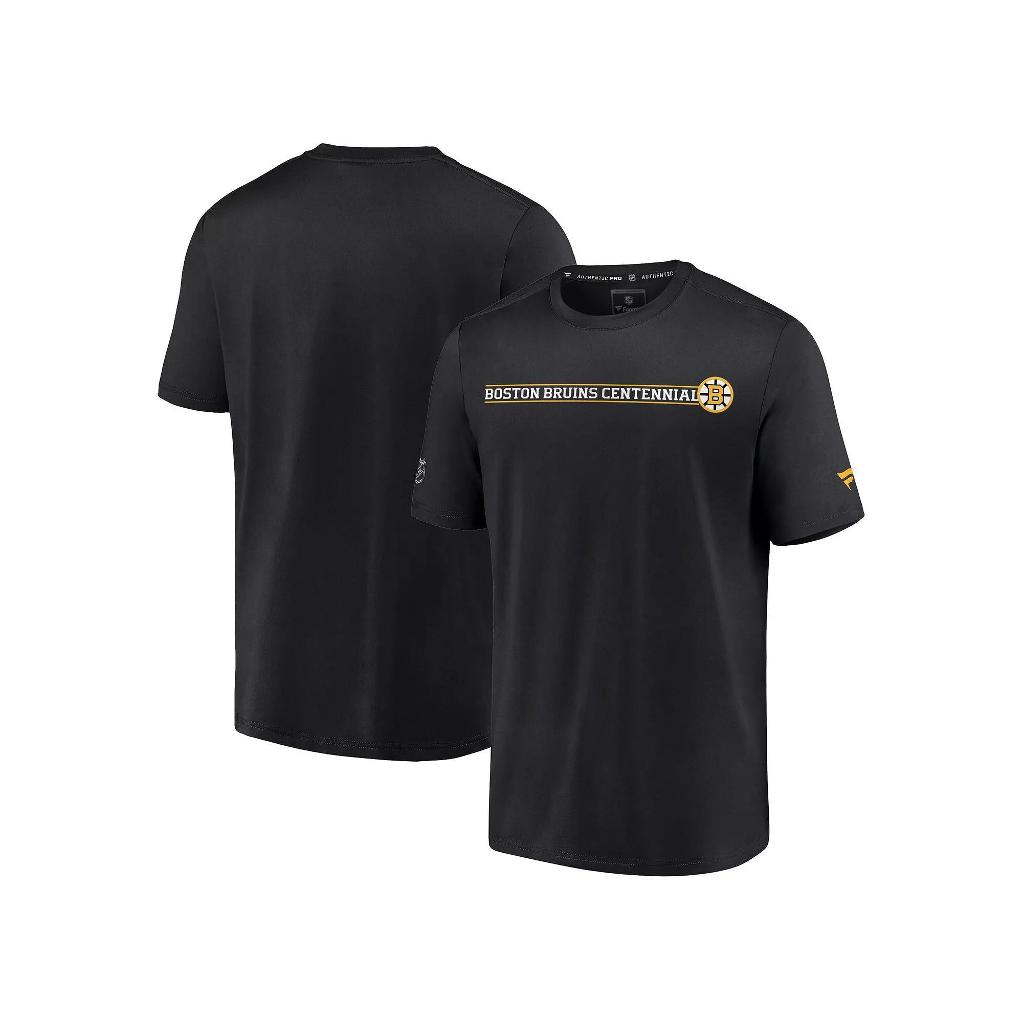 Men's Fanatics Branded  Black Boston Bruins Authentic Pro Centennial Banner T-Shirt, Size: Small Product Image