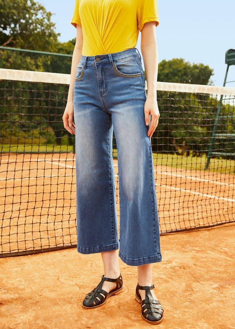Luck of the Stylish Wide Leg Crop Jeans Product Image