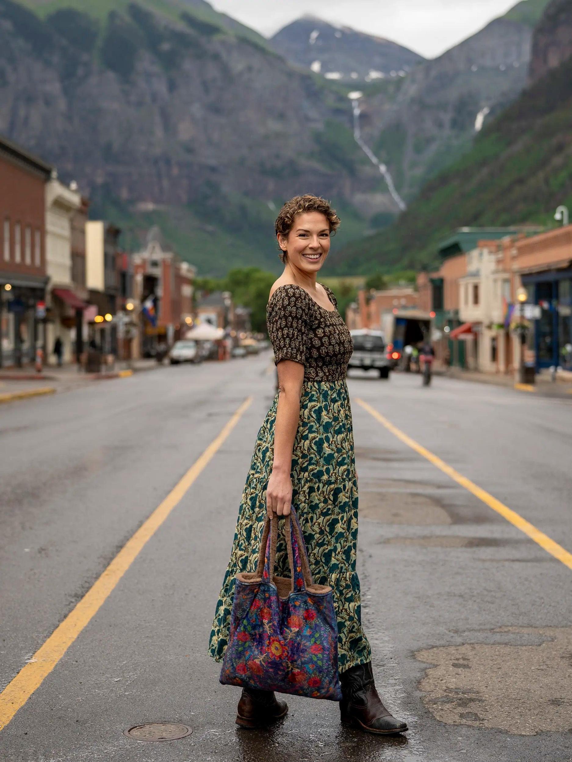 Daisy Tiered Maxi Dress - Teal Dark Brown Mixed Floral Product Image