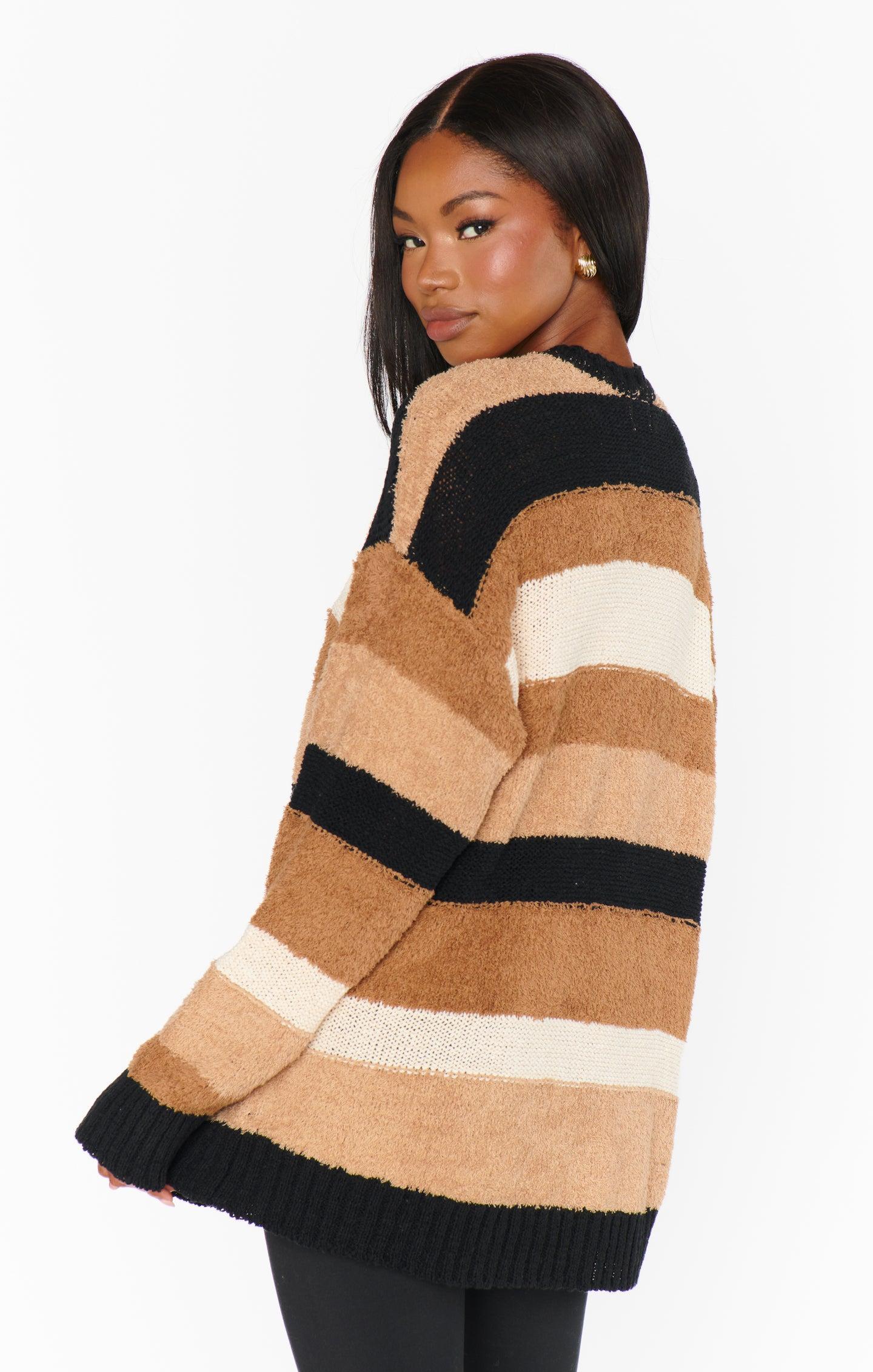 Timothy Tunic Sweater ~ Neutral Multi Stripe Knit Product Image