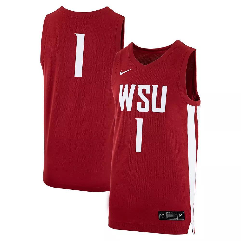 Men's Nike #1 Crimson Washington State Cougars Logo Replica Basketball Jersey, Size: Medium, Wsc Red Product Image