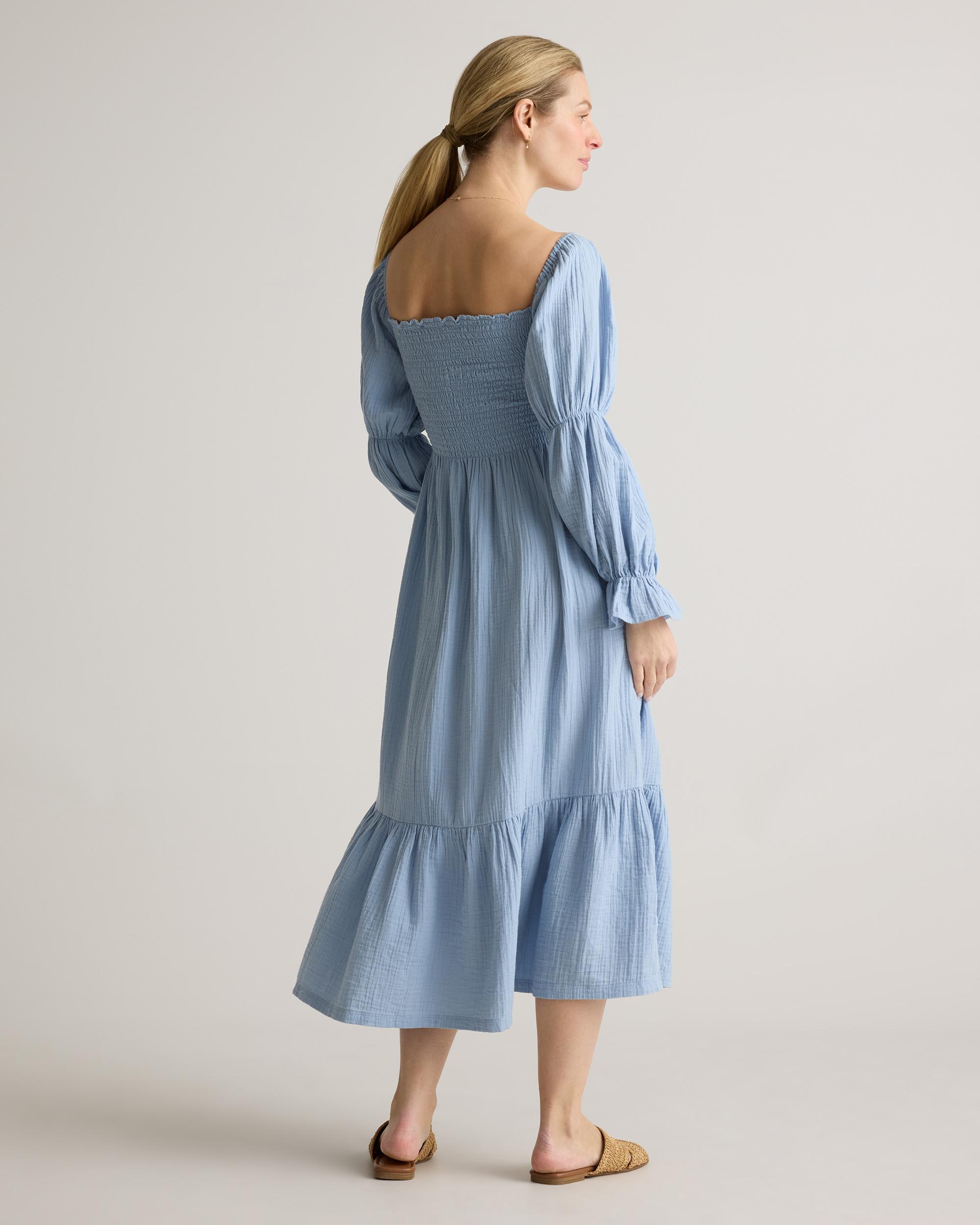 Quince | Women's Gauze Maternity Smocked Midi Dress Organic Cotton Product Image