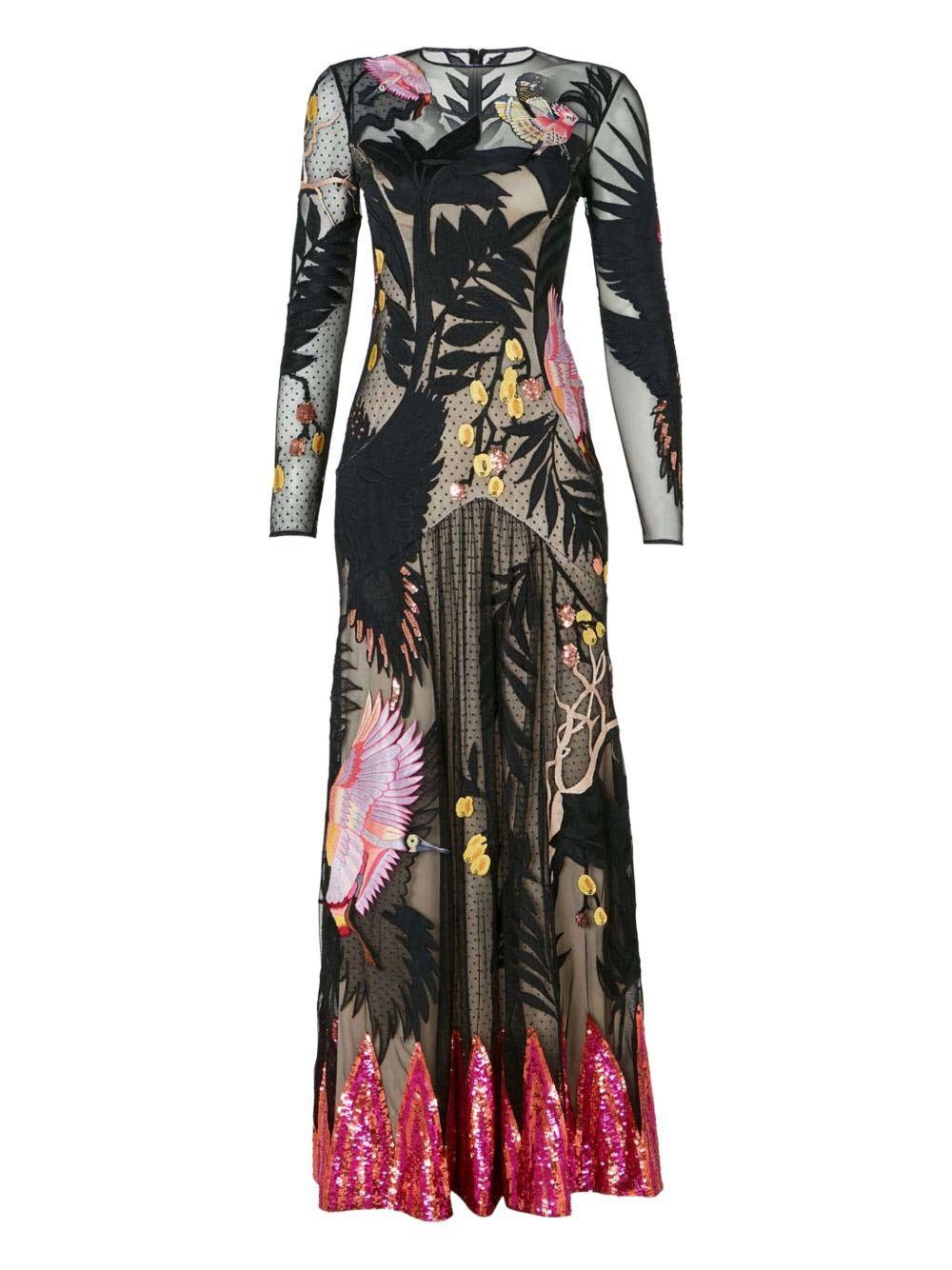 embroidered sequin-hem dress Product Image