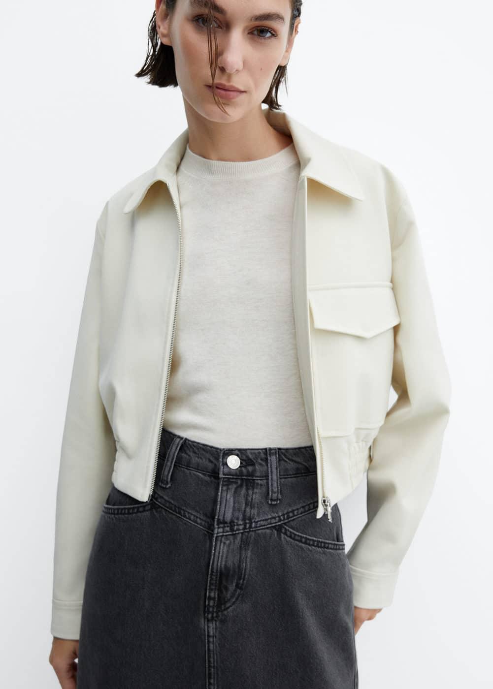 Mango raw hem detail denim maxi skirt Product Image