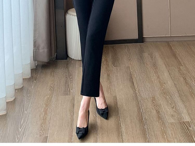 Notch Lapel Plain Single Breasted Blazer / High Waist Cropped Straight Leg Suit Pants / Set Product Image