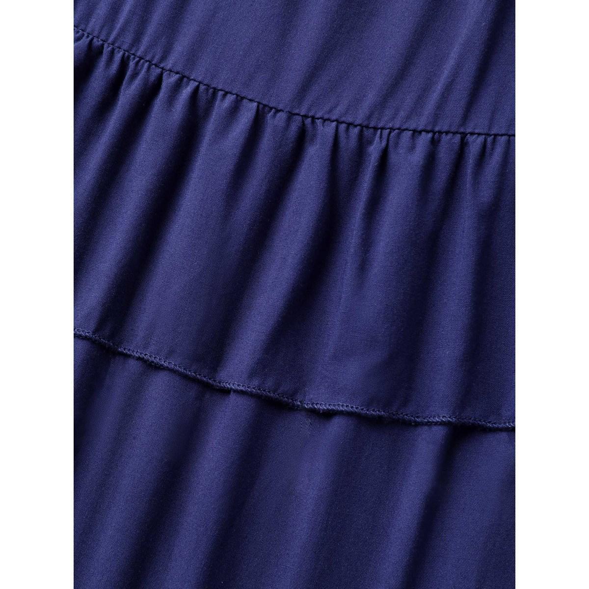 Plus Size Ruffled Tiered A-Line Tie Midi Dress DarkBlue Women Round Neck Sleeveless Curvy BloomChic 30/6X Product Image