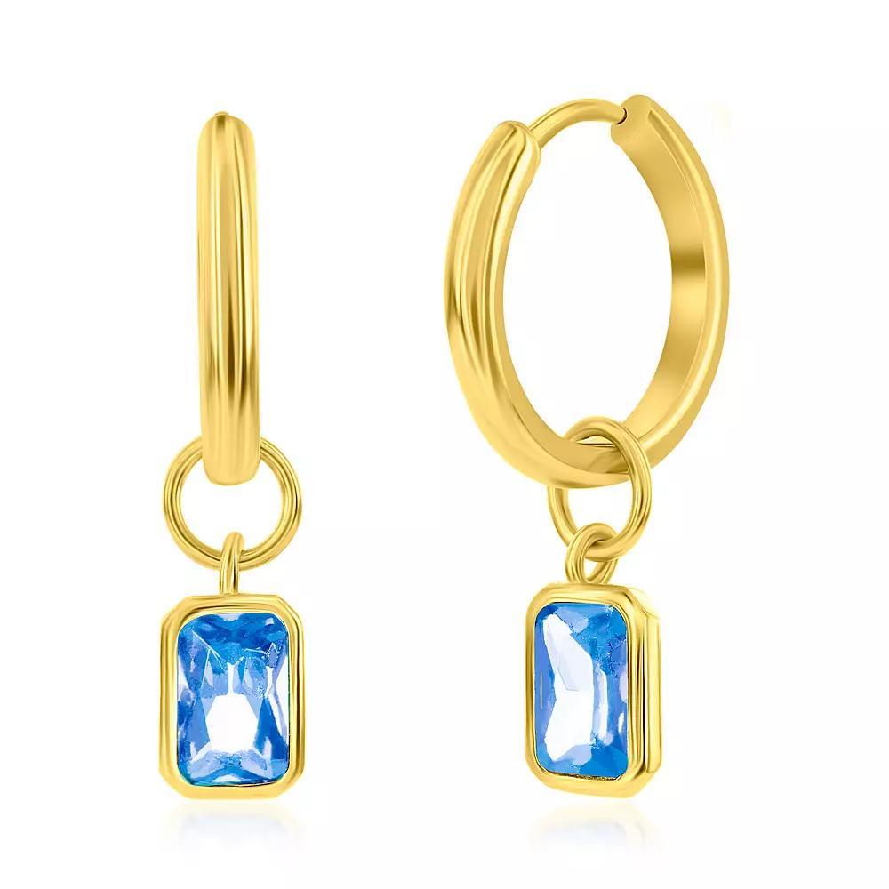 Argento Bella Gold Tone Sterling Silver Cubic Zirconia Birthstone Drop Hoop Earrings, Women's, January Product Image