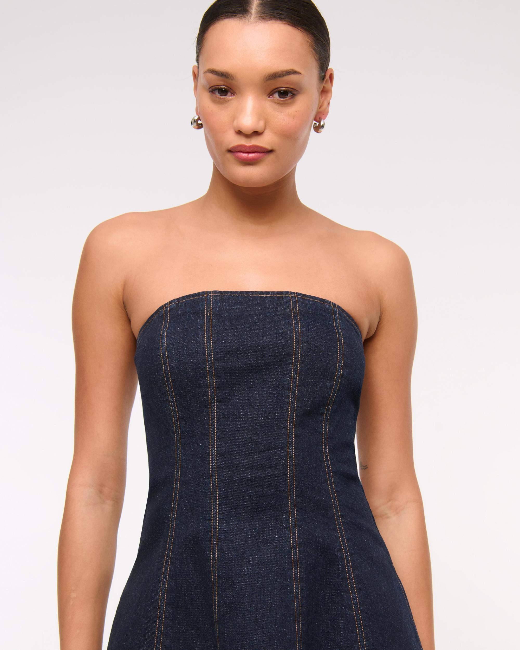 The A&F Mila Denim Mini Dress Product Image