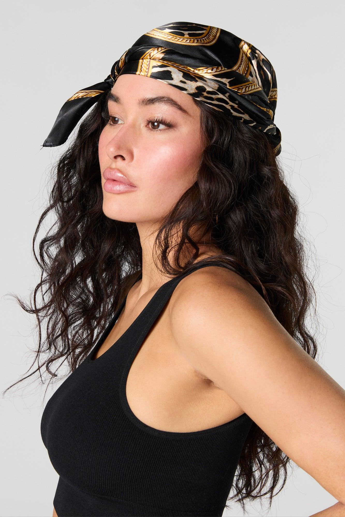 Cheetah Chain Link Print Satin Multiway Scarf Female Product Image