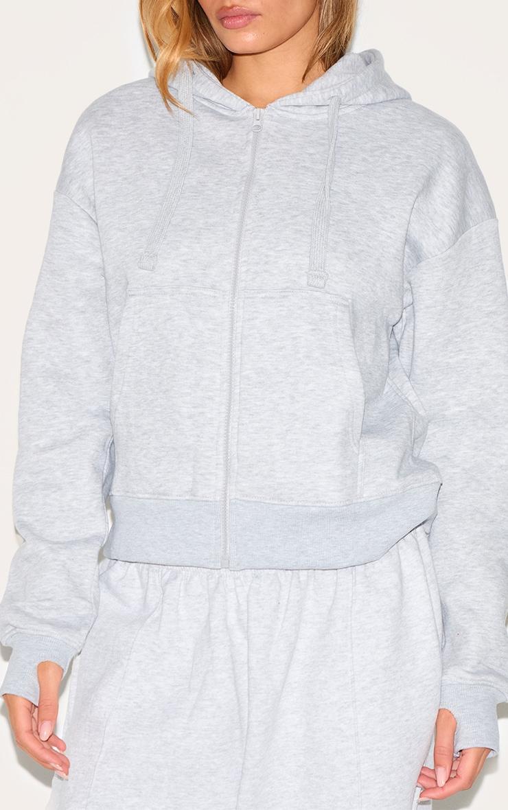 Ash Grey Oversized Hooded Zip Up Sweat Hoodie Product Image