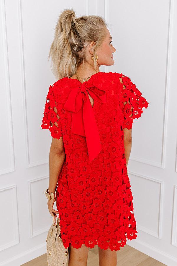 Dainty Darling Crochet Mini Dress in Red Product Image