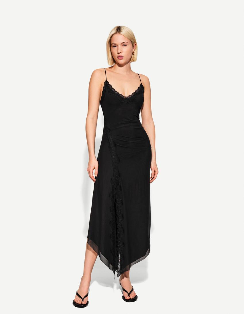 Lace tulle midi dress Product Image