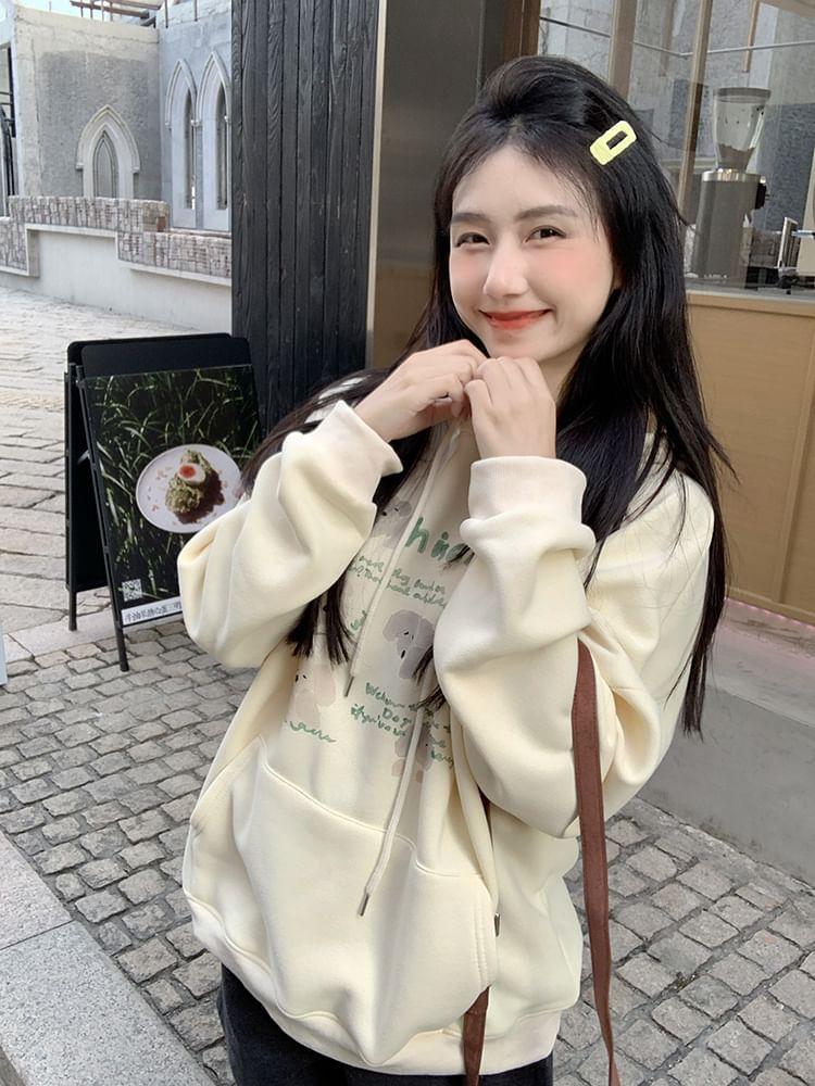 Dog Print Drawstring Hoodie Product Image