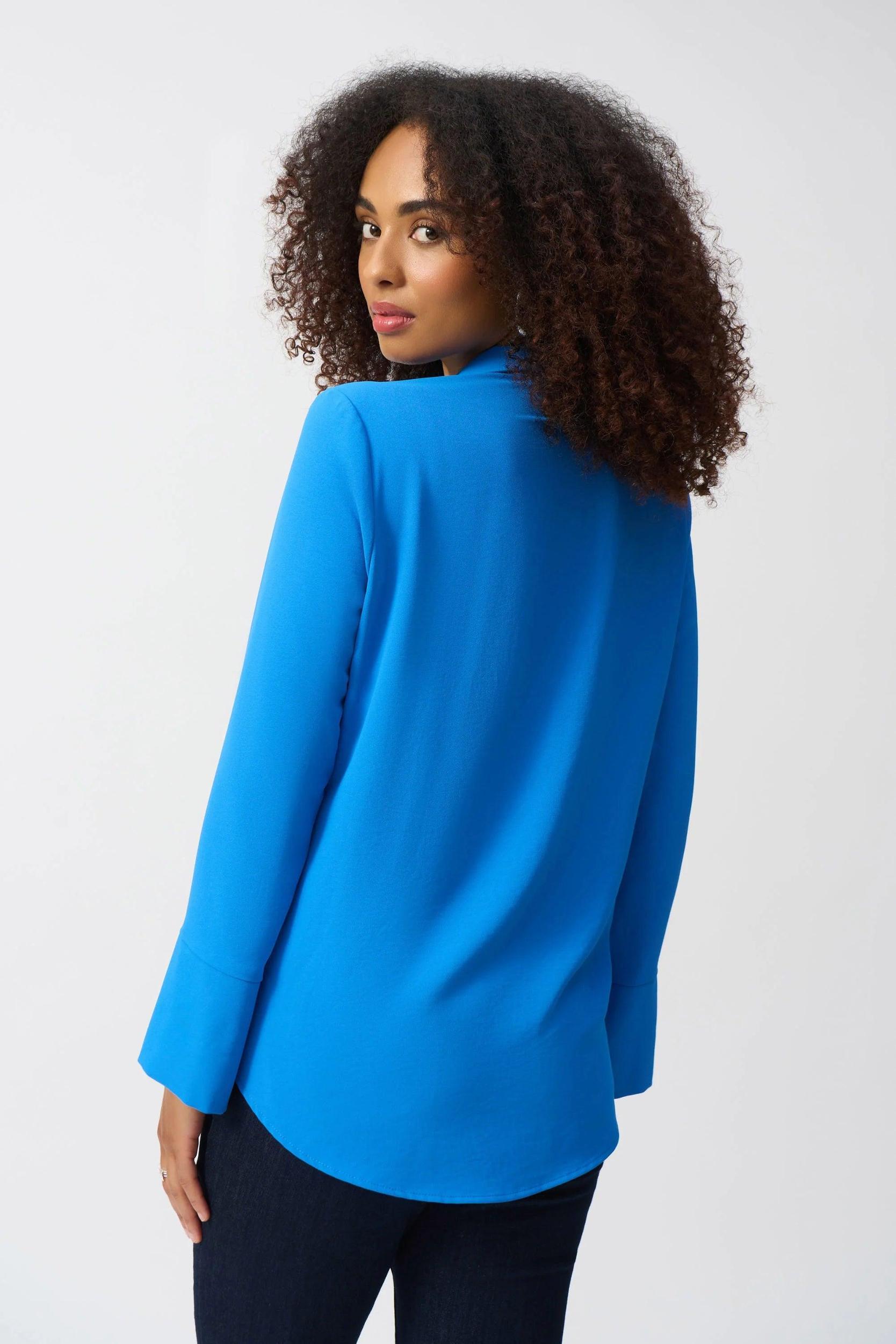 Eggshell Straight Top With Button Detail- Coastal Blue Product Image