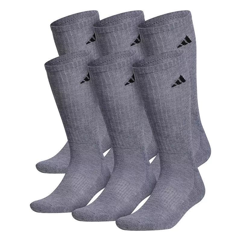 Men's adidas 6-pack Solid Color Athletic Cushioned Crew Socks, Size: 8-12, Medium Gray Product Image