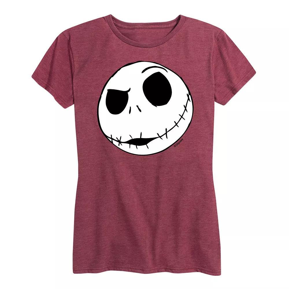 Disneys Nightmare Before Christmas Womens Jack Face Graphic Tee, Girls Grey Gray Product Image