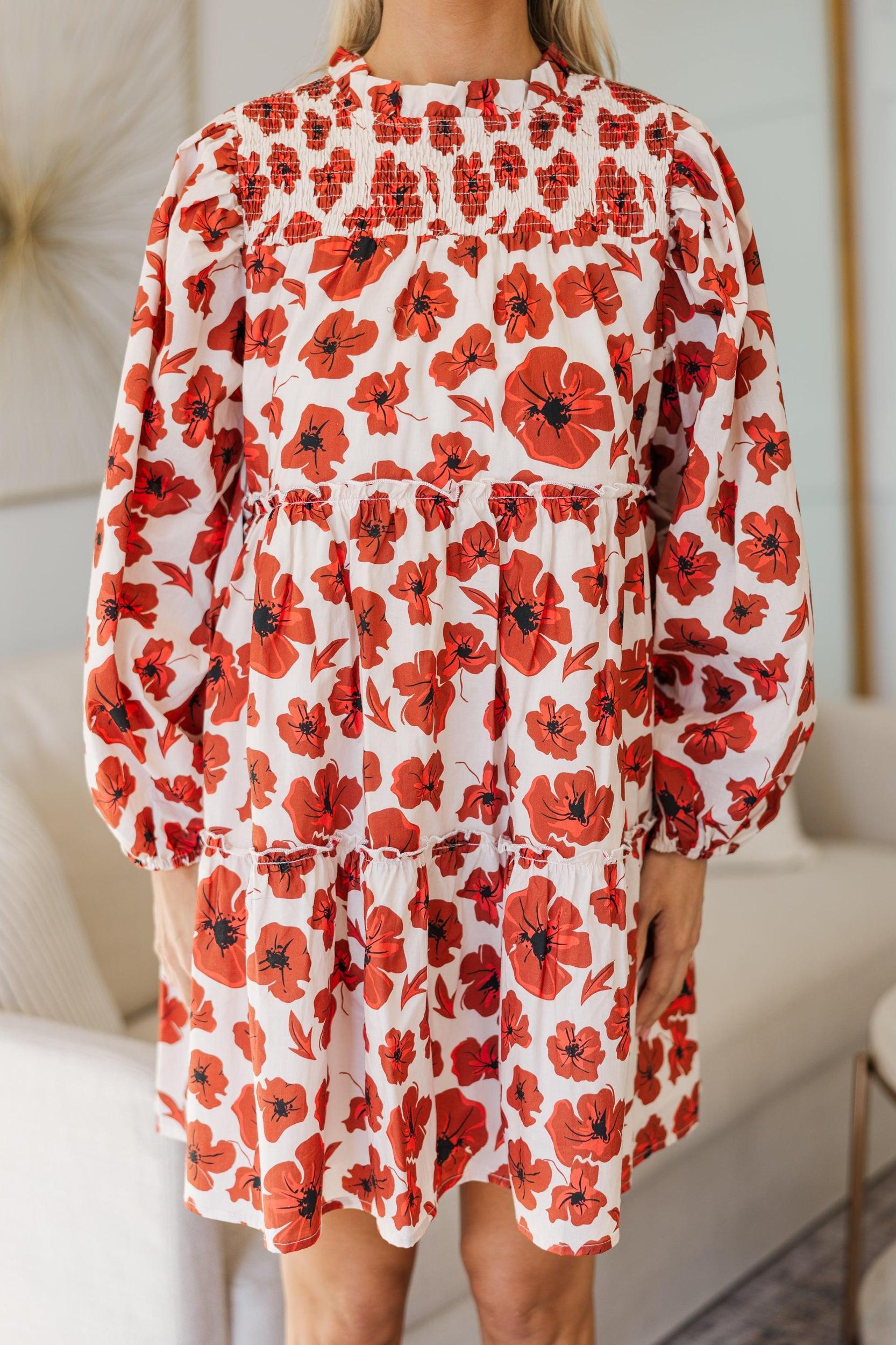 NURSING COLLECTION: Be Your Best Rust Floral Babydoll Dress Female Product Image