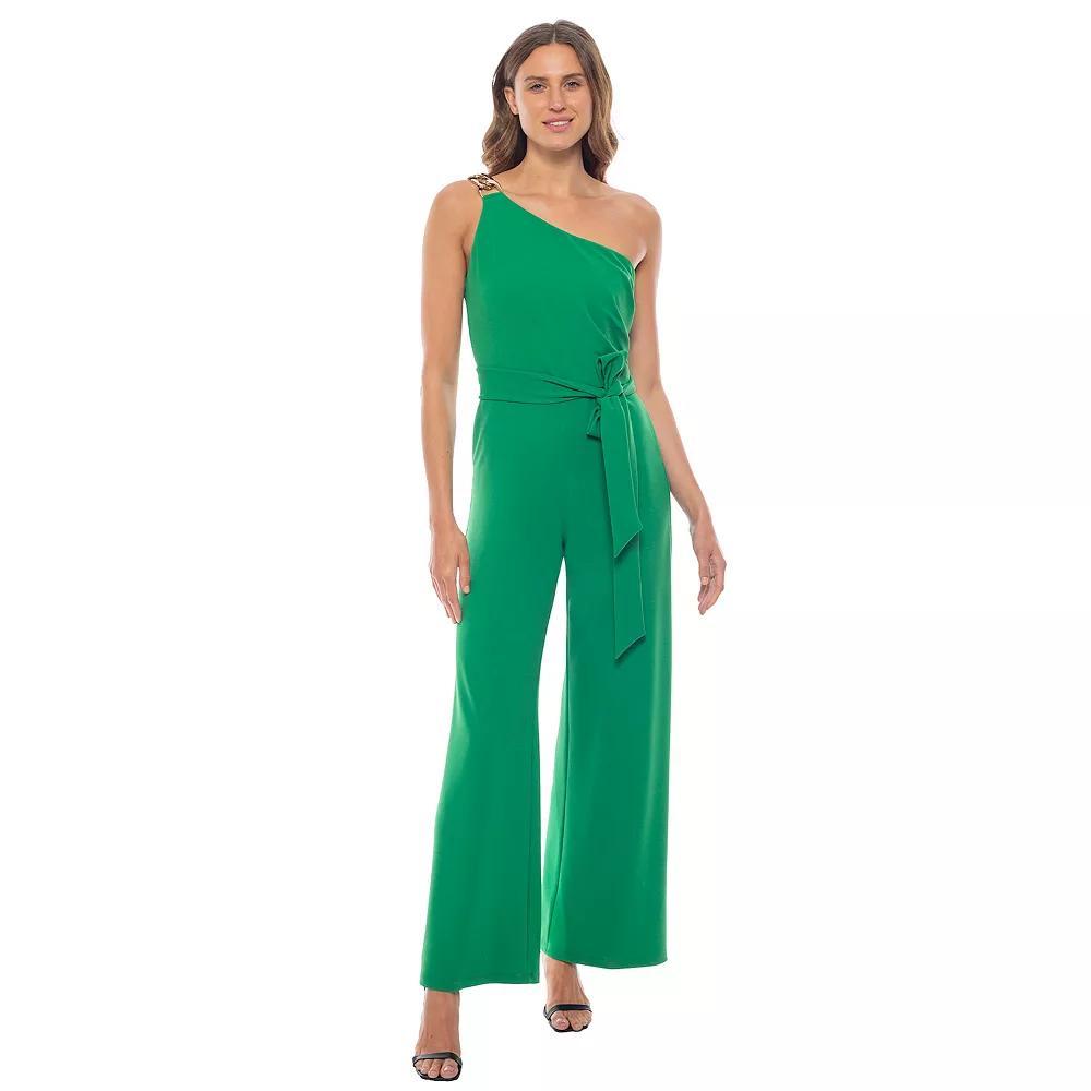 Women's Marina One-Shoulder Chain Jumpsuit, Size: Large, Kelly Green Product Image